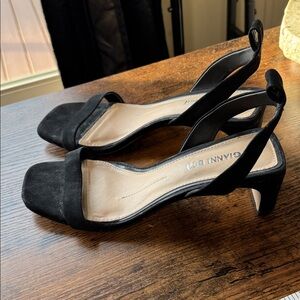 Gianni Bini Black Leather Suede Heels